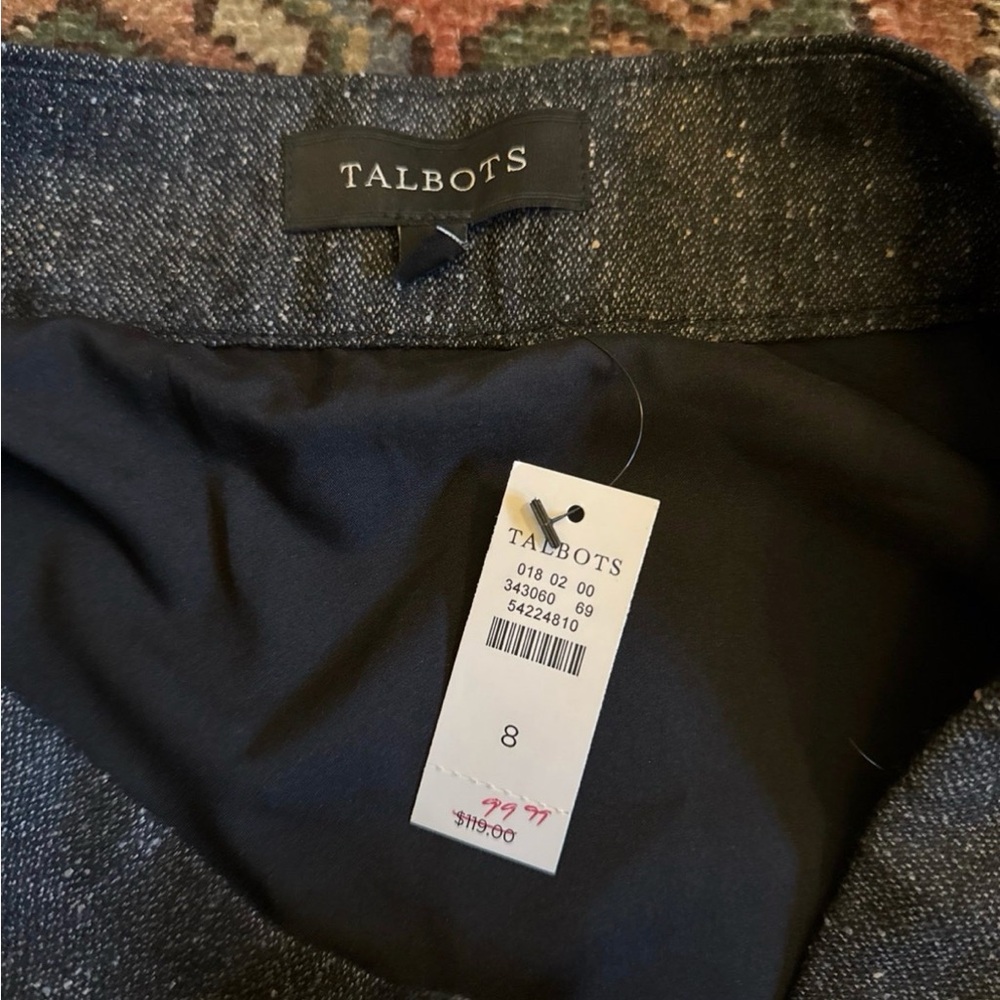 TALBOTS DONEGAL BUTTON FRONT FULL SKIRT charcoal wool blend NWT size 8 - Picture 4 of 6